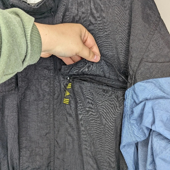 Vintage 90s 00s Embrodered Adidas Logo Zip Up Jacket Black Blue Mens M - Picture 8 of 14